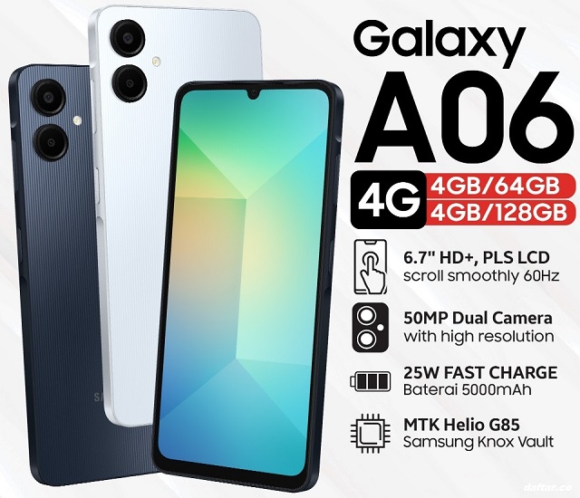 Samsung Galaxy A06 spec 4GB RAM 64GB/128GB ROM